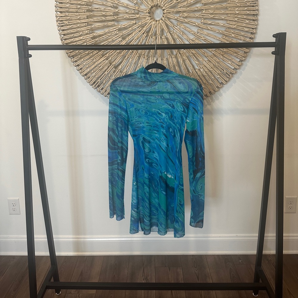 DAKOTA TURQUOISE PRINT MINI DRESS
